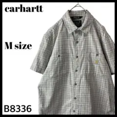 カーハート リラックスフィット チェック柄 半袖シャツ Wポケット グレー系 M — image 1