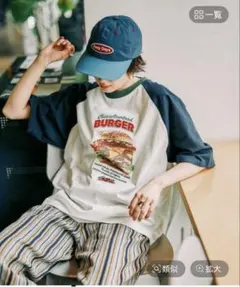 ニコアンド【新品】ハイカロリーラグランＴシャツ ネイビー　L — image 1
