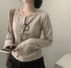 sona リブボタンニットTシャツ(起毛) — image 1