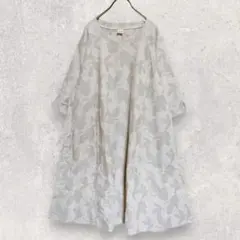 ダボダボ ワンピース M相当 ライトグレー 花柄 Aライン — image 1