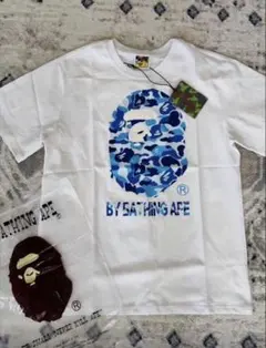 A BATHING APE Tシャツ ホワイト ブルーカモ Lサイズ — image 1