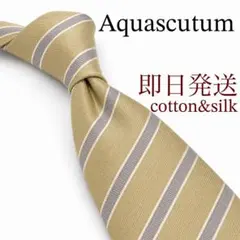 Aquascutum ストライプ ネクタイ ベージュ　コットン — image 1