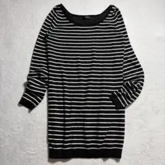 美品✨ リエンダ/ボーダー柄チュニック/ミニワンピース/カジュアル/F/白黒 — image 1