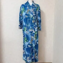ミスターカバート 総柄 ワンピース ローブ 七分袖 L 青 ポリエステル — image 1