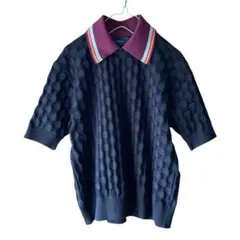 24ss エンボスチェック　ニットポロシャツ — image 1