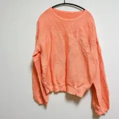 オレンジ ストライプ 長袖ニット　秋冬 — image 1
