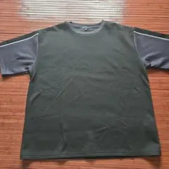 ダークグレー×黒　袖切り替えTシャツ Mサイズ — image 1