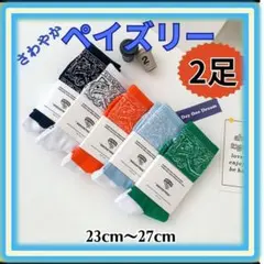 ✔︎お値引き中　ソックス　2足　ペイズリー　水色　オレンジ　NIKE好き　靴下 — image 1