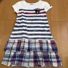 ②難ありDOUBLE.B 半袖 ボーダー チェック ワンピース — image 1