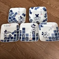 Disney Mickey Mouse 角皿 5枚セット 和風デザイン — image 1