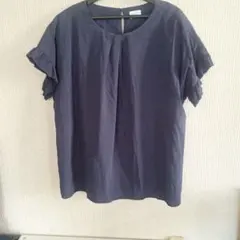 URBAN RESEARCH DOORS ネイビー フリル袖シャツ　ブラウス — image 1