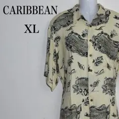 カリビアン 半袖アロハシャツ 総柄 レーヨン XLサイズ — image 1