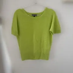 Chancery Lane カシミヤ100% ライムグリーン 半袖ニットトップス — image 1