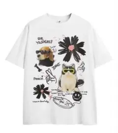 Ressaca オーバーサイズ アニマル　犬　猫　Tシャツ　Mサイズ — image 1