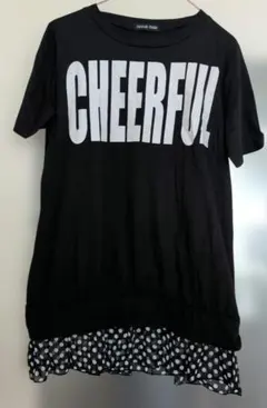 SUGAR TIME ロゴTシャツ ドット柄切り替え LLサイズ — image 1