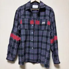 over Print チェック柄長袖シャツ M — image 1