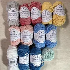 毛糸・DMC・HAPPY CHENILLE・8色9玉＋約47g — image 1
