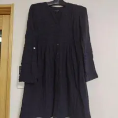 LAURA ASHLEY 長袖シャツワンピース ネイビー — image 1