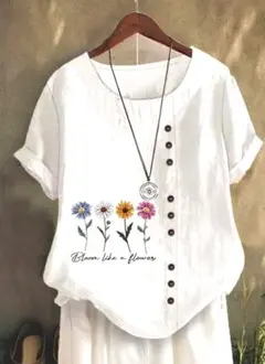 Bloom like a flower 半袖 トップス ホワイト サイズ XL — image 1