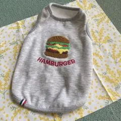 CRUSH DOG 犬服 ハンバーガー柄 裏起毛 グレー L — image 1