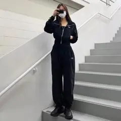 ODD STUDIO OSロゴ セミクロップ セットアップ ベロア ジャージ — image 1