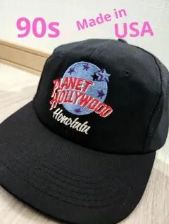 90s USA製 プラネット ハリウッド ロゴ ブラック キャップ 古着 レトロ — image 1