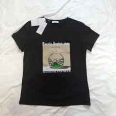 新品 reve bleu ラインストーン&パール Tシャツ 半袖 ティシャツ 黒 — image 1