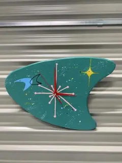 ヴィンテージ風　木製　掛時計　ミッドセンチュリー　アトミック　50's — image 1