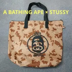 A BATHING APE x STUSSY 迷彩 トートバッグ 雑誌付録当時品 — image 1