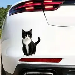 猫 ステッカー 白黒 ハチワレ — image 1