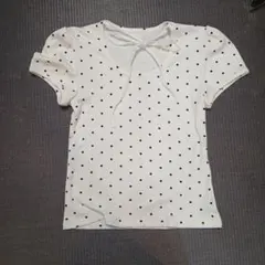 clear ドット柄 半袖Tシャツ リボン付き　ホワイト — image 1