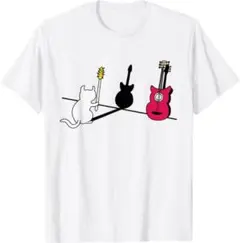 猫とギター 面白クリエイティブTシャツ 綿100% メンズレディース 送料無料 — image 1