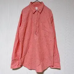 美品✨ギャップ Gapストライプ 総柄 シャツ長袖 チュニック L 白 綿 — image 1