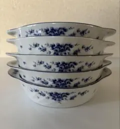 千趣会 サングルメ 花柄グラタン皿 5枚セット 三郷陶器 SANGO 昭和レトロ — image 1