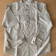French Linen Mix Lサイズ ストライプシャツ【未使用】 — image 1