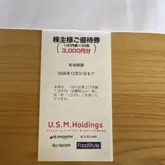 ユナイテッドスーパーマーケット　株主優待券　 3000円分 — image 1