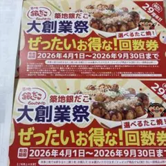 築地銀だこ 大創業祭 ぜったいお得な回数券 2枚セット — image 1