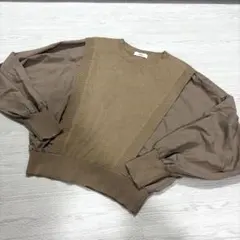 TONAL トーナル 長袖 ドッキングプルオーバー ニット ブラウン 38 — image 1