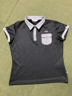 TIGORA レディース ポロシャツ Lサイズ ブラック 千鳥格子柄 — image 1