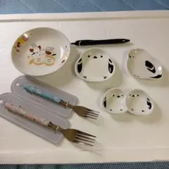 シマエナガ 食器セット プレート フォーク 小皿6点セット — image 1