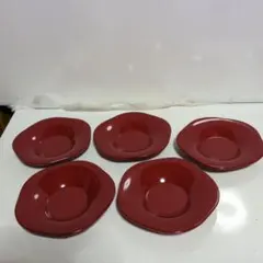 たち吉梅型茶托5枚セット 朱色 漆器風 — image 1
