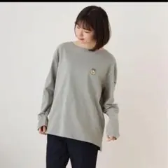 ちいかわ うさぎ 刺繍 ボートネックロングTシャツ グレー M — image 1