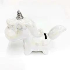 大人気 ユニコーン 貯金箱　可愛い ホワイト　白 陶器製　パール風 インテリア — image 1