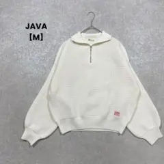 【JAVA】ハーフジップワッフルニット　アイボリー　M カジュアル　男女兼用 — image 1