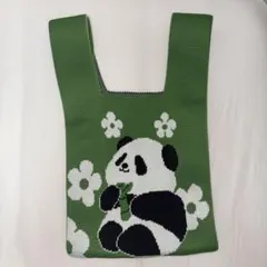 中国　パンダ　ニットバッグ — image 1