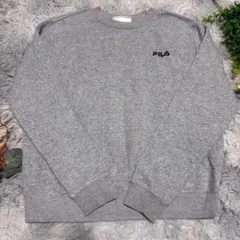 フィラ ワンポイントロゴ刺繍 裏起毛スウェット グレー L アメカジ ストリート — image 1
