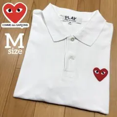 プレイ コムデギャルソン ポロシャツ 赤ハート ホワイト 白 半袖 サイズM — image 1