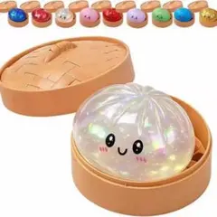 【希少】肉まんスライムスクイーズ☆せいろ入り☆水色☆ — image 1