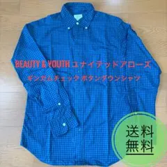 【美品】BEAUTY & YOUTH ギンガムチェック ボタンダウンシャツ S — image 1