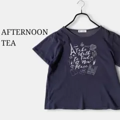 アフターヌーンティー　Tシャツ半袖カットソー　イラストプリント　ラメ文字　春夏 — image 1
